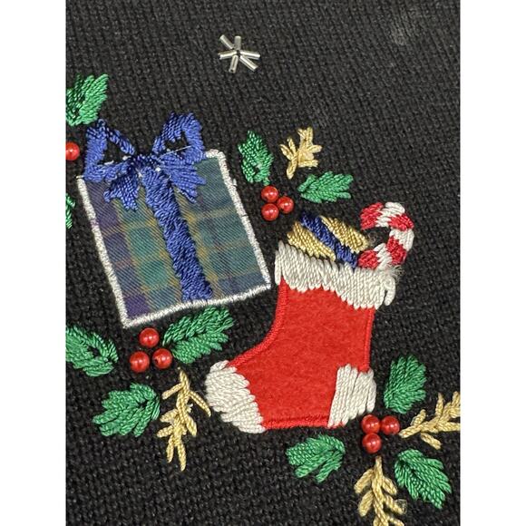 Vintage Nutcracker Black XL Embroidered Embellished Christmas Theme Sweater - Picture 3 of 12